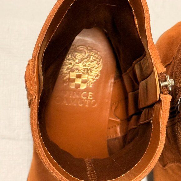 Vince Camuto Zelcinna Suede Ankle Boots Caramel 6.5 - Picture 5 of 8